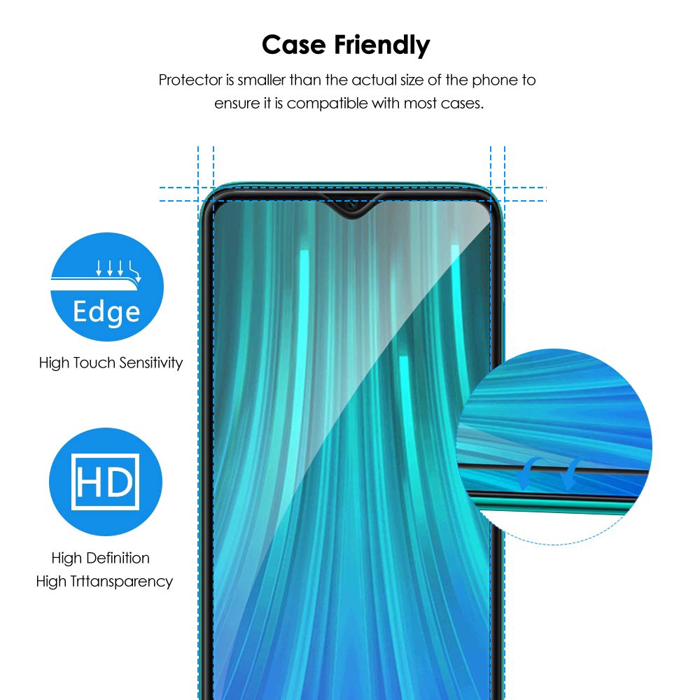 Tempered Glass Full Cover 9D untuk Redmi Note 8 / Note 8 Pro