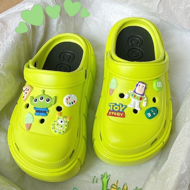 [hanna.black] sandal crocs lengkap dengan jibbitz/ sendal toy story hak tinggi import terbaru/ senda