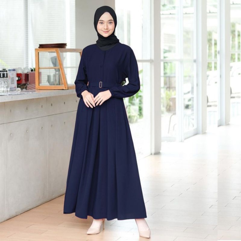 Elsa / Fashion Muslim Wanita / Gamis Lebaran Terbaru / Busui  / Baju Lebaran / Gamis Dress Wanita-Navy