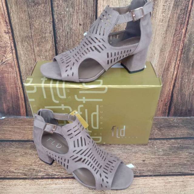 SEPATU HAK CHUNKY JARING WANITA (FLD) ABU - GLD17 | SEPATU WANITA | SEPATU MURAH | SEPATU HEELS