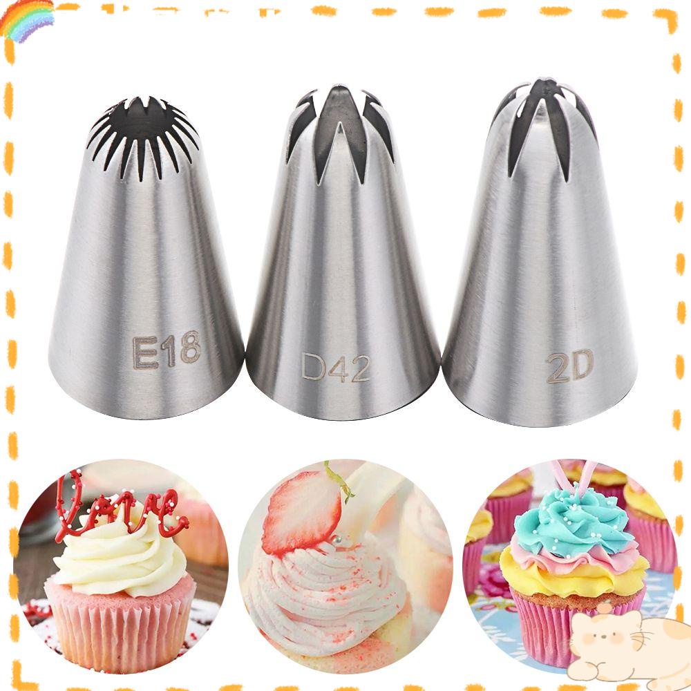 Solighter 3PCS Spuit Piping Icing Bahan Stainless Steel Untuk Dekorasi Kue