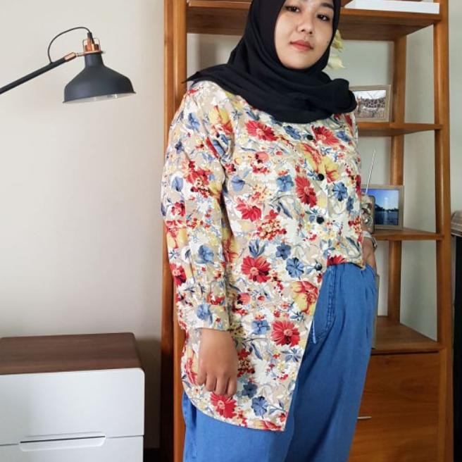 ♨ ATASAN WANITA JUMBO KEMEJA MOTIF BUNGA JUMBO RAYON PREMIUM ۝