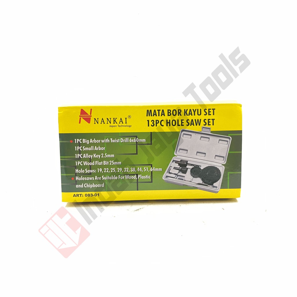 NANKAI 083-01 Holesaw Set Kit 13 Pcs - Hole Saw Mata Bor Kayu