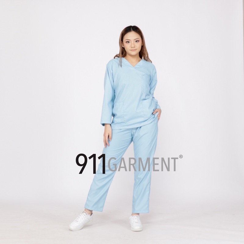 SET Scrub Dokter Lengan Panjang/ Baju OK/ Baju Oka/ Baju Jaga/ Baju Perawat Bahan Toyobo UNISEX