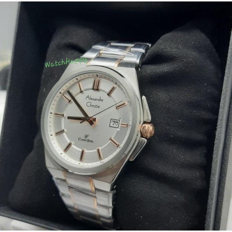 WatchHappy Alexandre Christie AC 8506 MD AC8506 MD 8506 MD 8506MD Men Watch Silver RoseGold Original