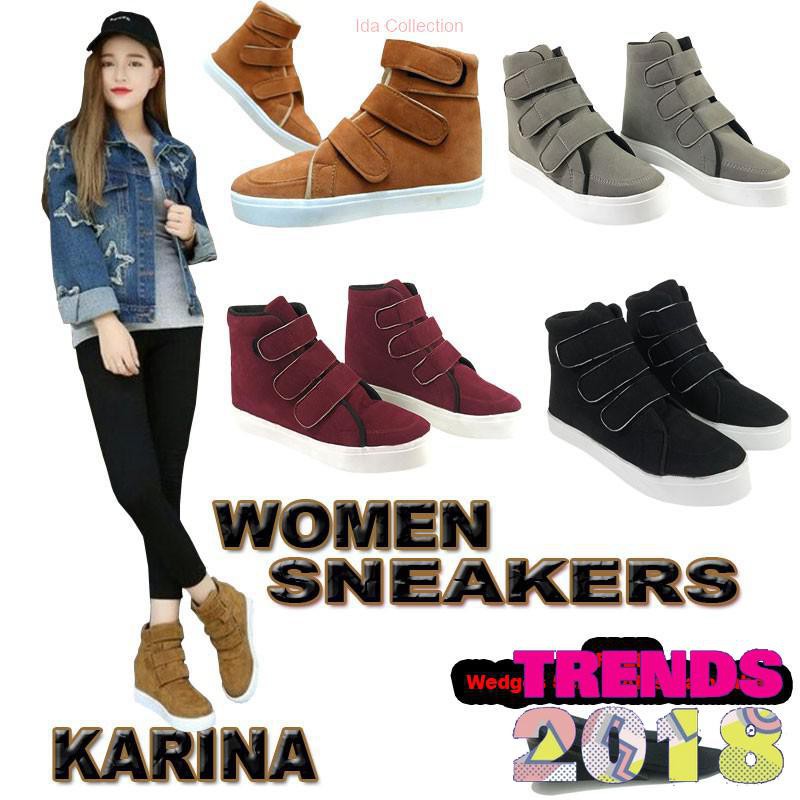 Pecinta Sepatu Masuk|| Karina - Hidden wedges Sneaker/sneakers suede wanita BD08 Nyaman dipakai