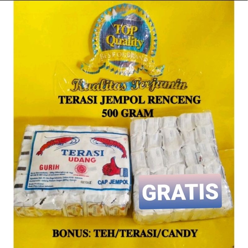 

TERASI JEMPOL KHAS CIREBON RENCENG isi 50 pcs 500 GR GRATIS TERASI