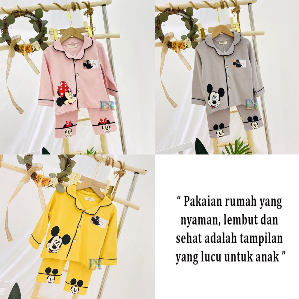 BAJU TIDUR ANAK-ANAK LAKI-LAKI / PEREMPUAN PIYAMA BAYI LENGAN PANJANG MOTIF KARAKTER LUCU MINNIE MICKEY MOUSE