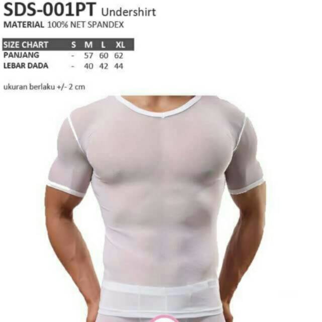 Kaos dalam bodyfit semi transparan putih