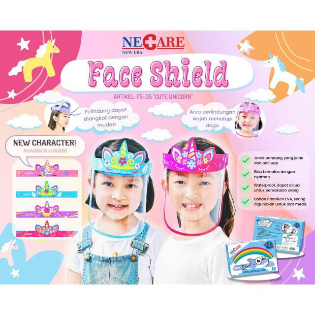 TERBARUU NECARE FACE SHIELD ANAK | Kids Face Shield By New Era | Penutup wajah | Masker Anak
