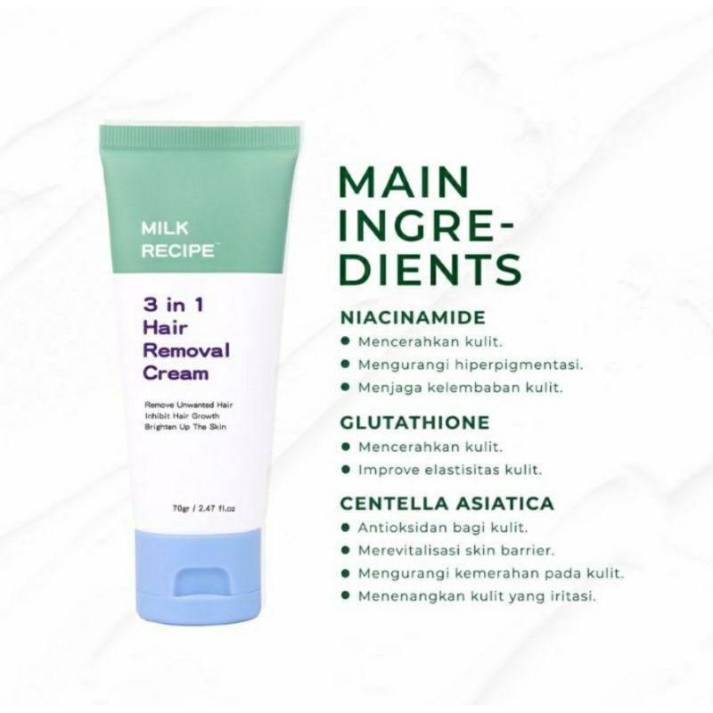 𝐌𝐢𝐥𝐤 𝐑𝐞𝐜𝐢𝐩𝐞 𝟑 𝐢𝐧 𝟏 𝐇𝐚𝐢𝐫 𝐑𝐞𝐦𝐨𝐯𝐚𝐥 𝐂𝐫𝐞𝐚𝐦 / Hair Removal Cream / Perontok bulu kaki