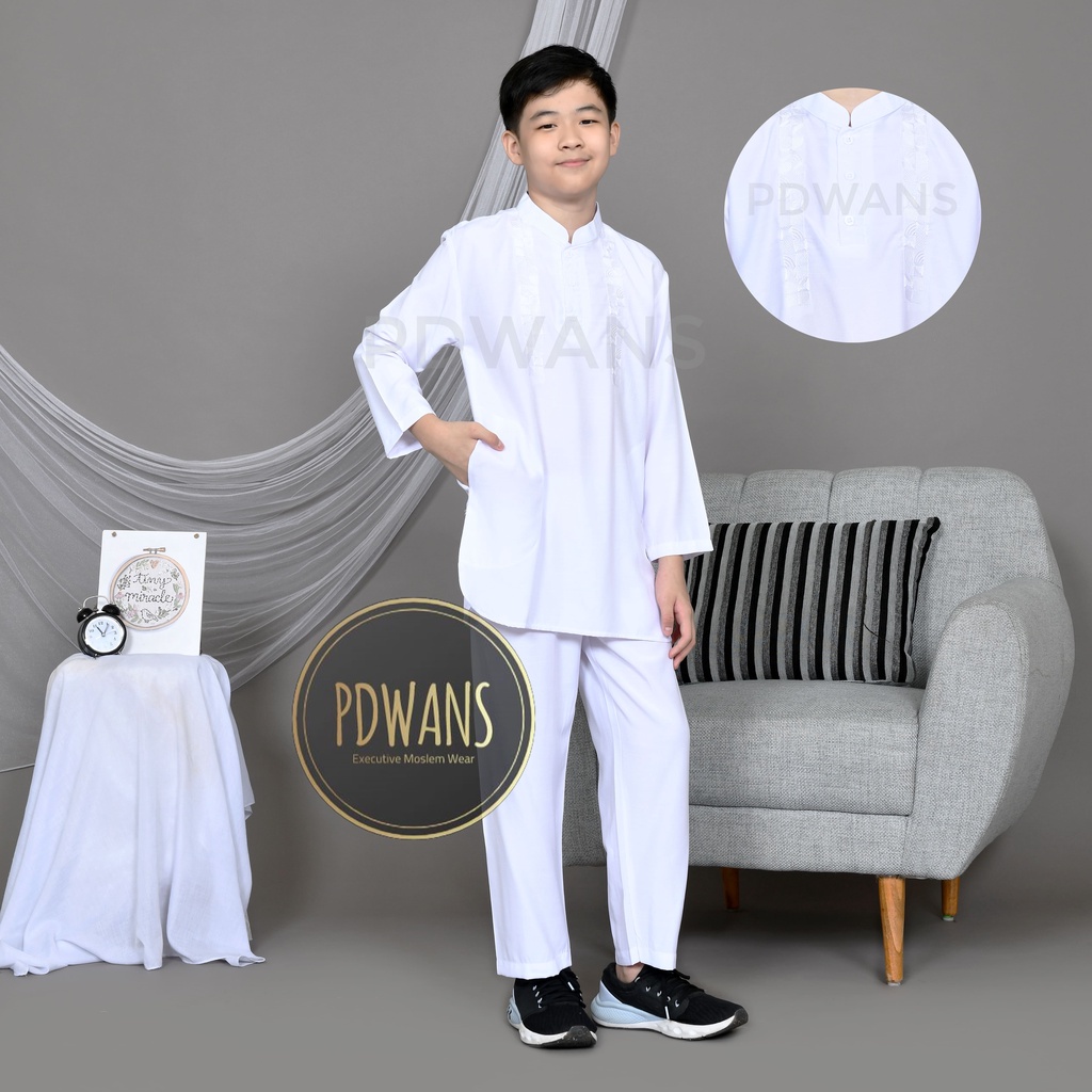 BAJU KOKO Pakistan Remaja Putih Setelan Anak 5 6 7 8 9 10 Tahun BGM09 PDWANS