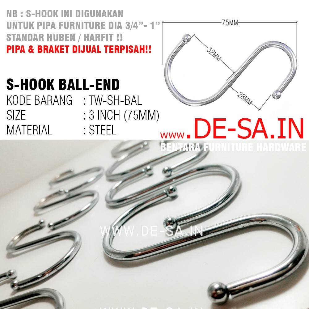 S-Hook SLing Cantolan Murah - Gantungan Pipa Baju Dapur Serbaguna