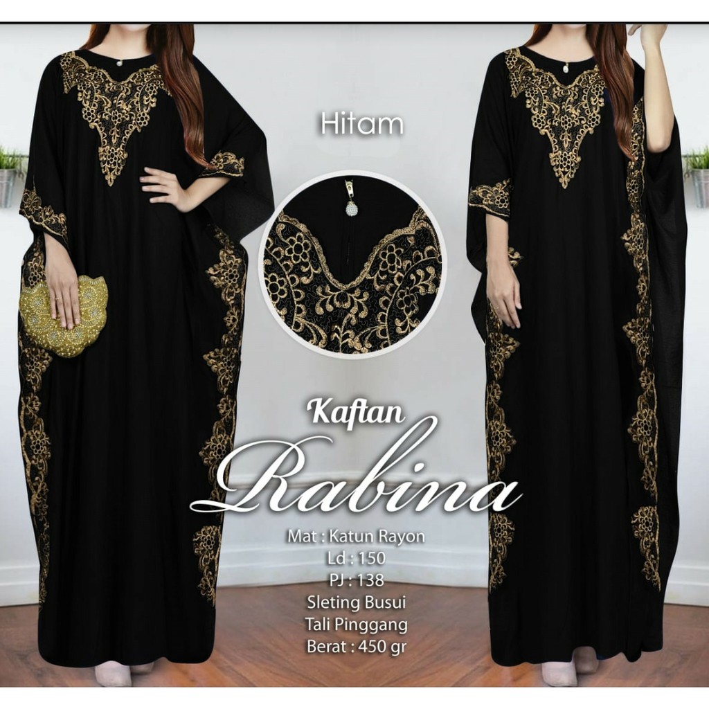 [ARFK] Kaftan Rabina / Baju Kaftan Lebaran / Kaftan Jumbo XXXL / Gamis Wanita Muslim Kaftan Mewah