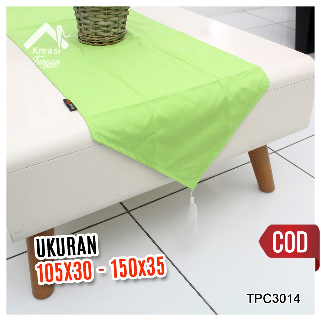 Taplak Meja Polos Table Runner POLOS HIJAU STABILO Ukuran 105x30 &amp; 150x35 (TPC3014)