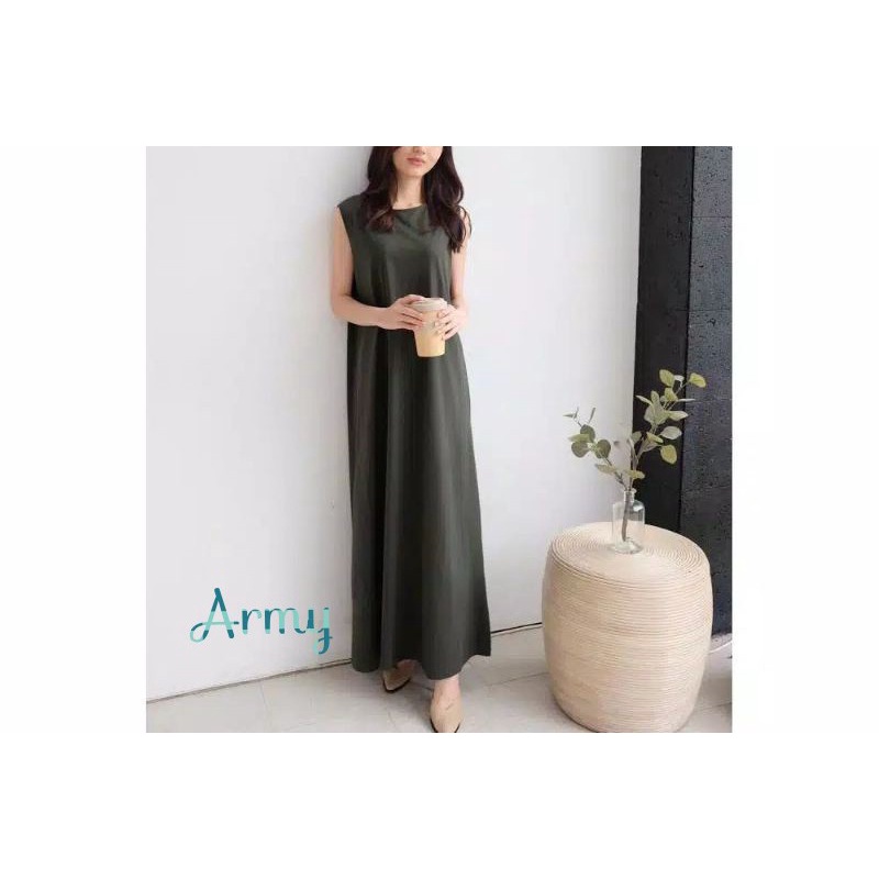 Inner Dress//Singlet Dress Tanpa Lengan//Inner Manset Bahan Knits Rajut