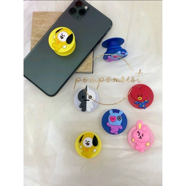 Pop Socket Phone Stand Holder HP BTS &amp;POLOS Popsocket Standing Aksesoris Pegangan Hook Headset