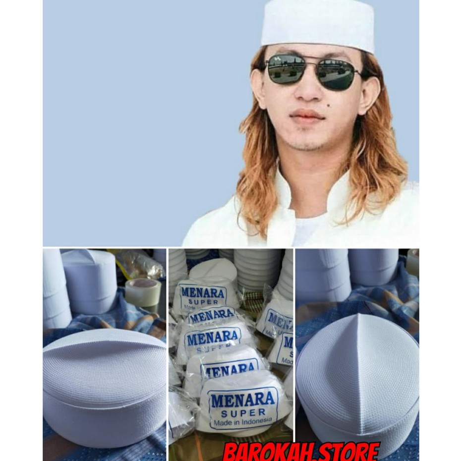Peci putih / peci batok / kopiah putih habib bahar tinggi 6-7cm