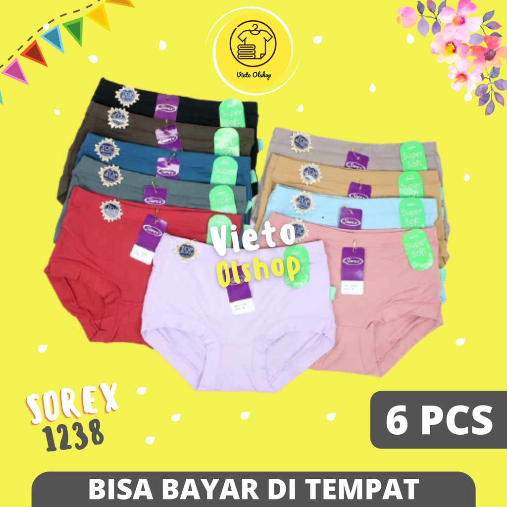 Celana Dalam Wanita Sorex 1238 Isi 6 Pcs Cutting Maxi Lusinan Pakaian Dalem Sorek Dewasa Underwear D