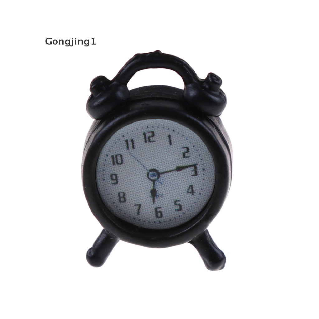 Gongjing1 Mainan Miniatur Jam Alarm Bahan Metal Skala 1: 12 Untuk Dekorasi Ruang Tamu Rumah Boneka