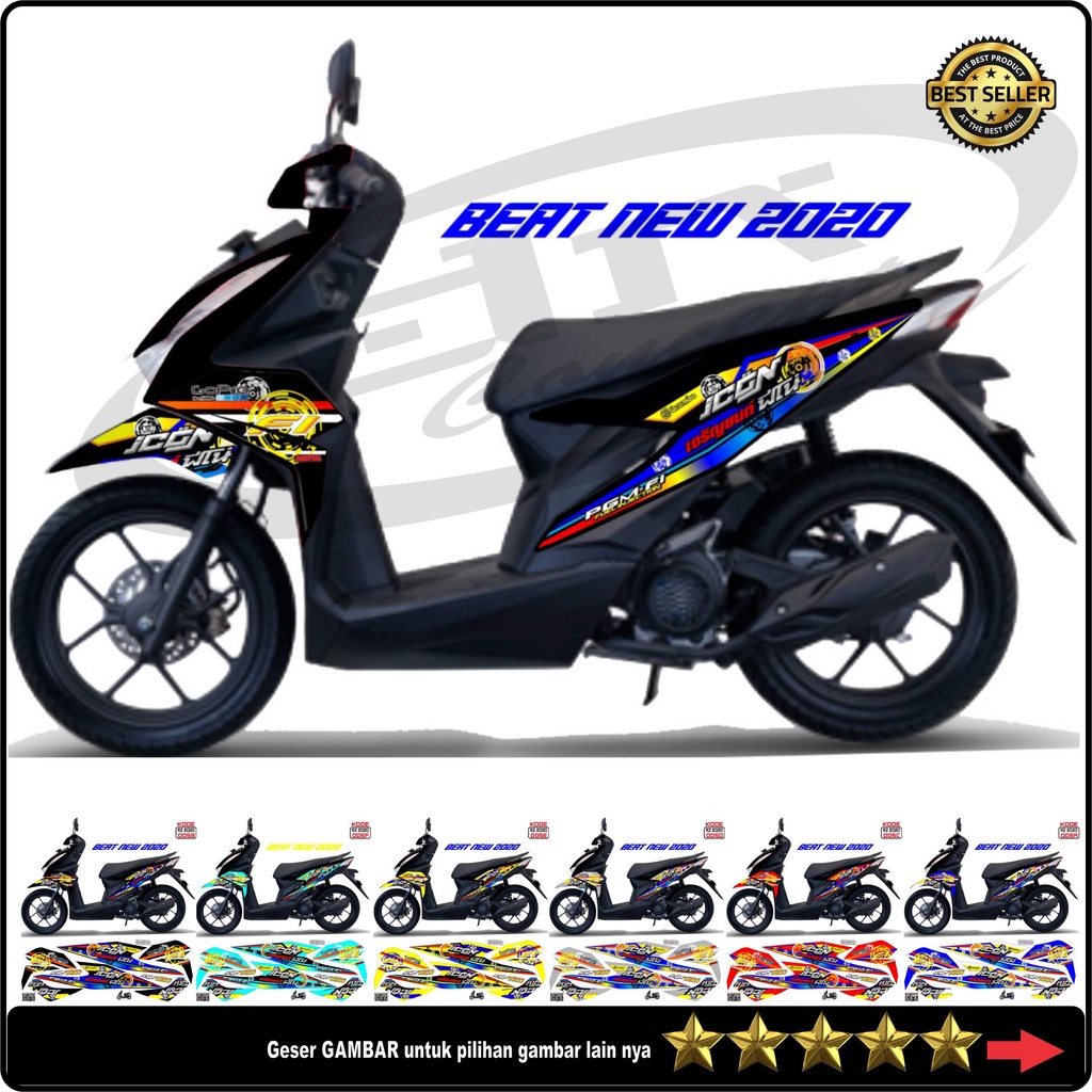 Stiker Striping BEAT New 2020 Deluxe Variasi 5 Semi Decal Desain Sticker Motor Lis keren  Cod set