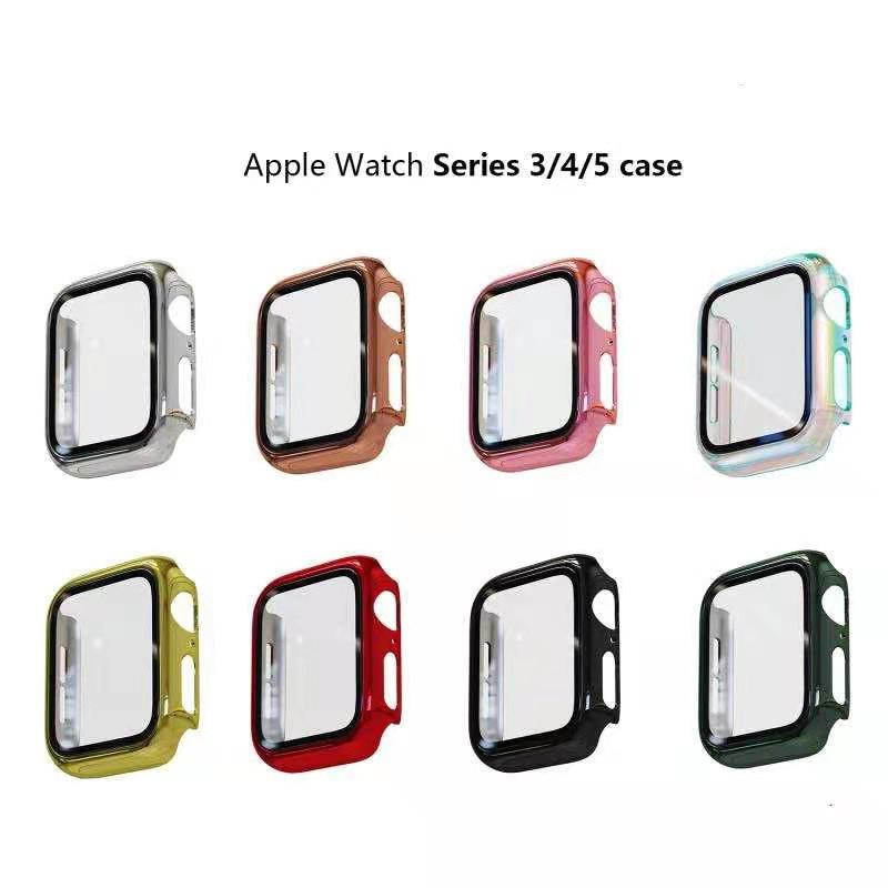 Front PC Hard Case Electroplating PC +KACA TEMPERED PREMIUM Untuk Apple Watch 2 3 4 5 6