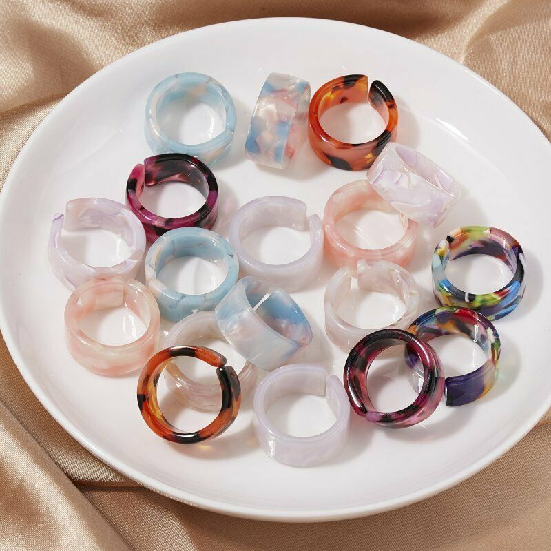 Cincin Wanita Model Terbuka Bahan Resin Asetat Warna Warni Gaya Elegan Untuk Pernikahanhadiah