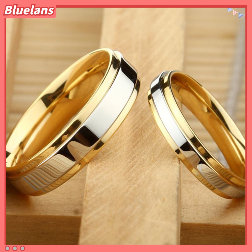 Bluelans Fashion Lover Couples Women Titanium Steel Engagement Wedding Ring Band Jewelry