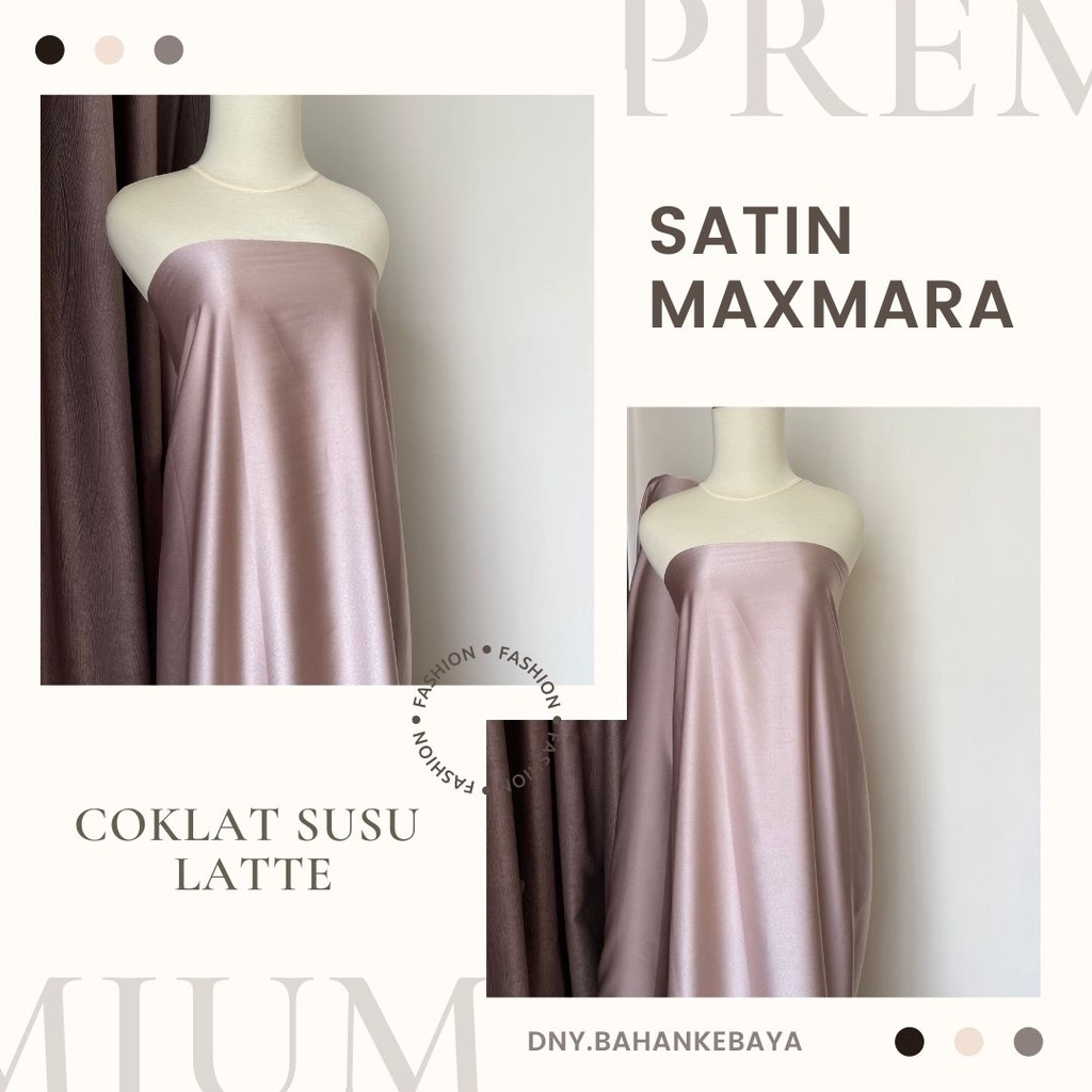 Kain Furing Satin Sateen Silk Maxmara Premium Warna Coklat Susu Latte