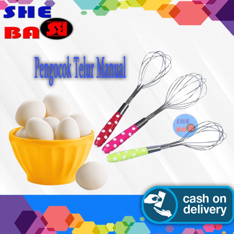 Pengocok Kocokan Telur Polkadot Mixer Tangan Manual