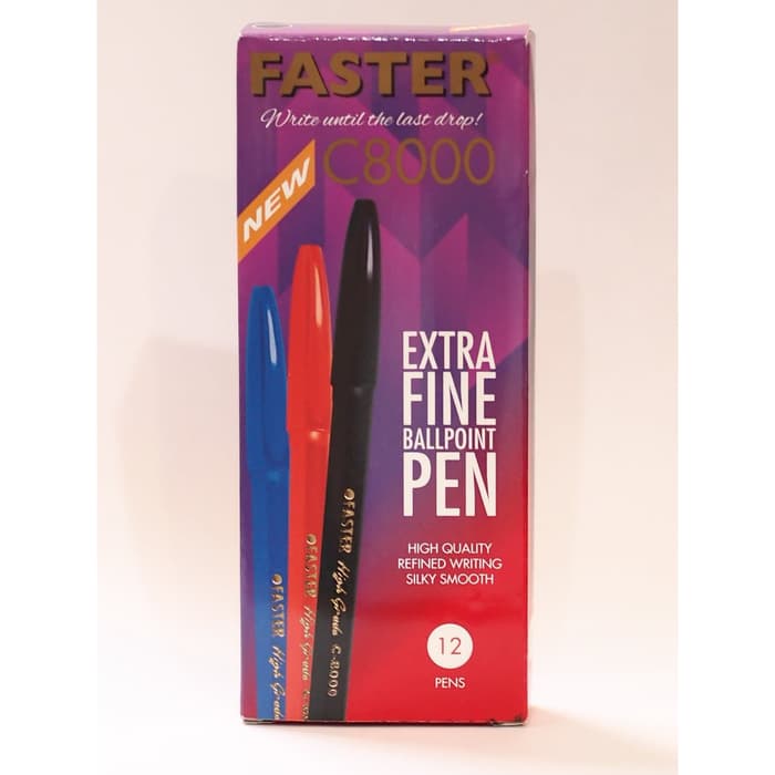 

TERBARU Ballpoint/ Pulpen Faster C8000, 0.7mm isi 12 pcs - Black