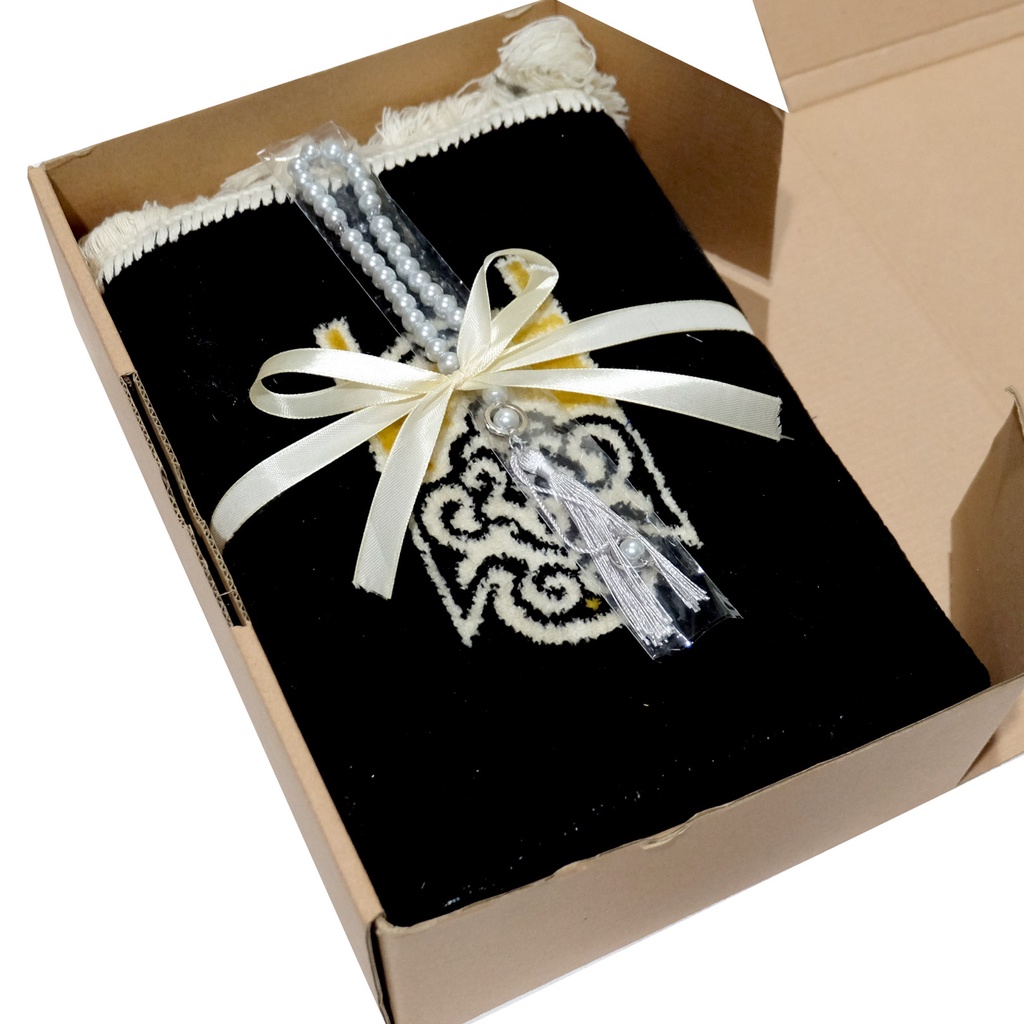 GIFT Box Hampers Sajadah KISWAH BLACK FREE Tasbih Hadiah Hantaran