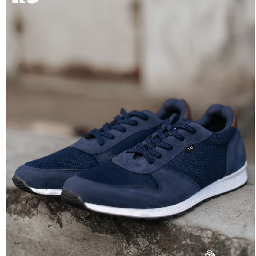 Sepatu Running Sporty Kanvas Kets Pria Cowok Lokall Sneakers Footwear | Victory Navy | FORIND x FSTP