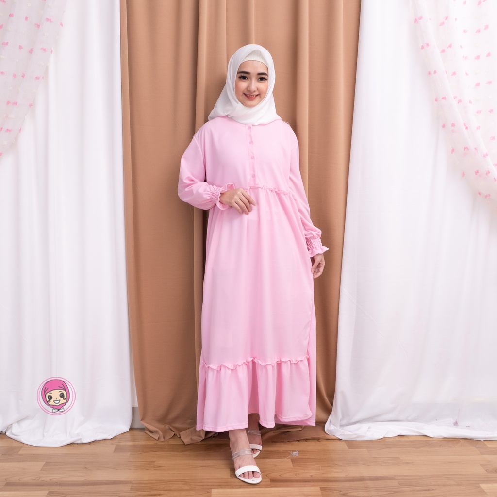 GAMIS CHIKA REMPEL DAILY BUSUI DRESS MUSLIM PREMIUM | MAXI DRESS WANITA BUSUI FASHION MUSLIM WANITA-PINK