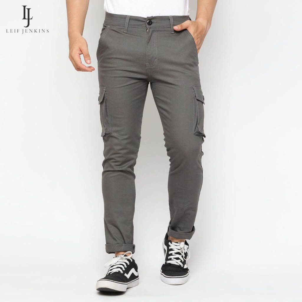 Grey Long Cargo Pants
