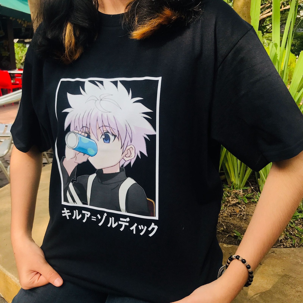 Tshirt Killua Zoldyck Chibi Black HxH Character Anime