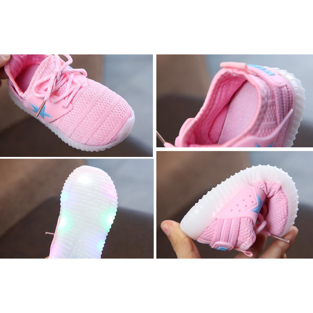 Sepatu kets olahraga anak import motif bintang LED