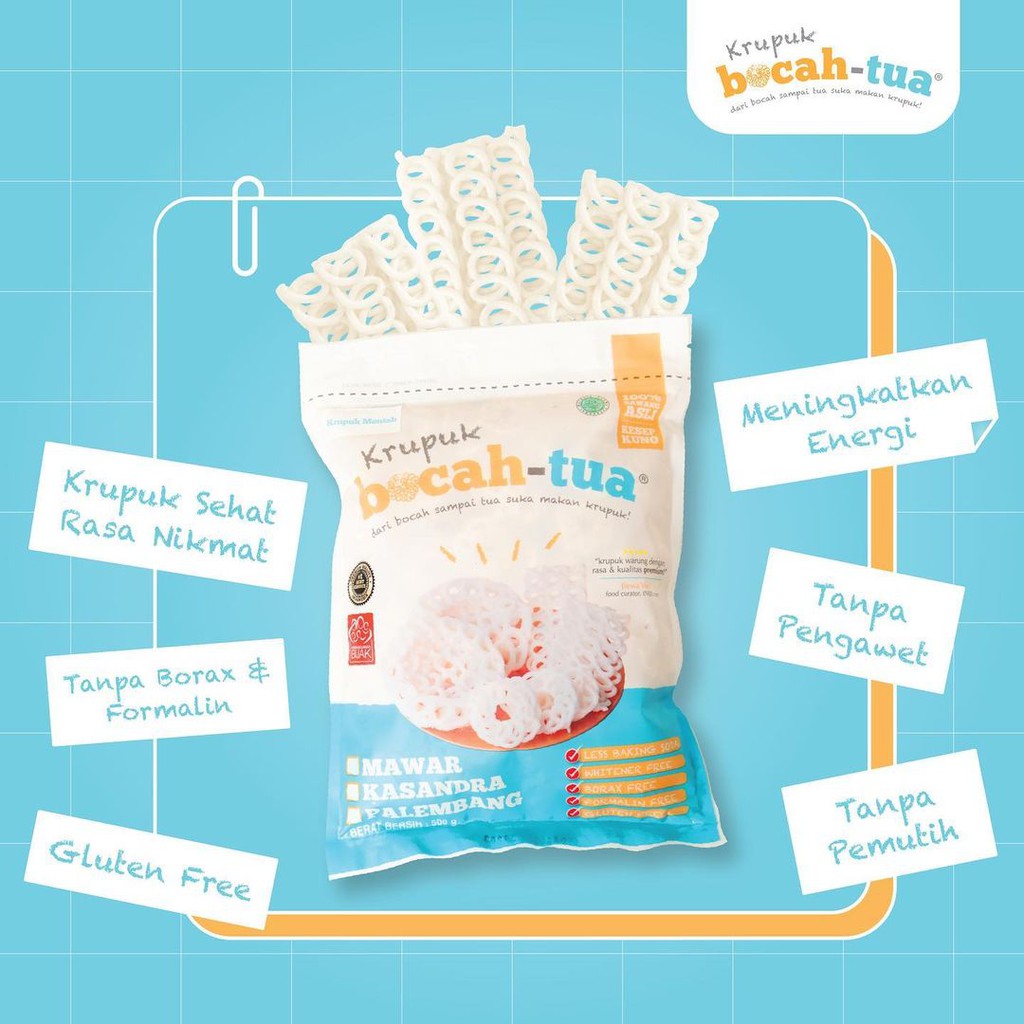 Krupuk Bocah Tua 500gr / Kerupuk Sehat Bahan Alami Gluten Free