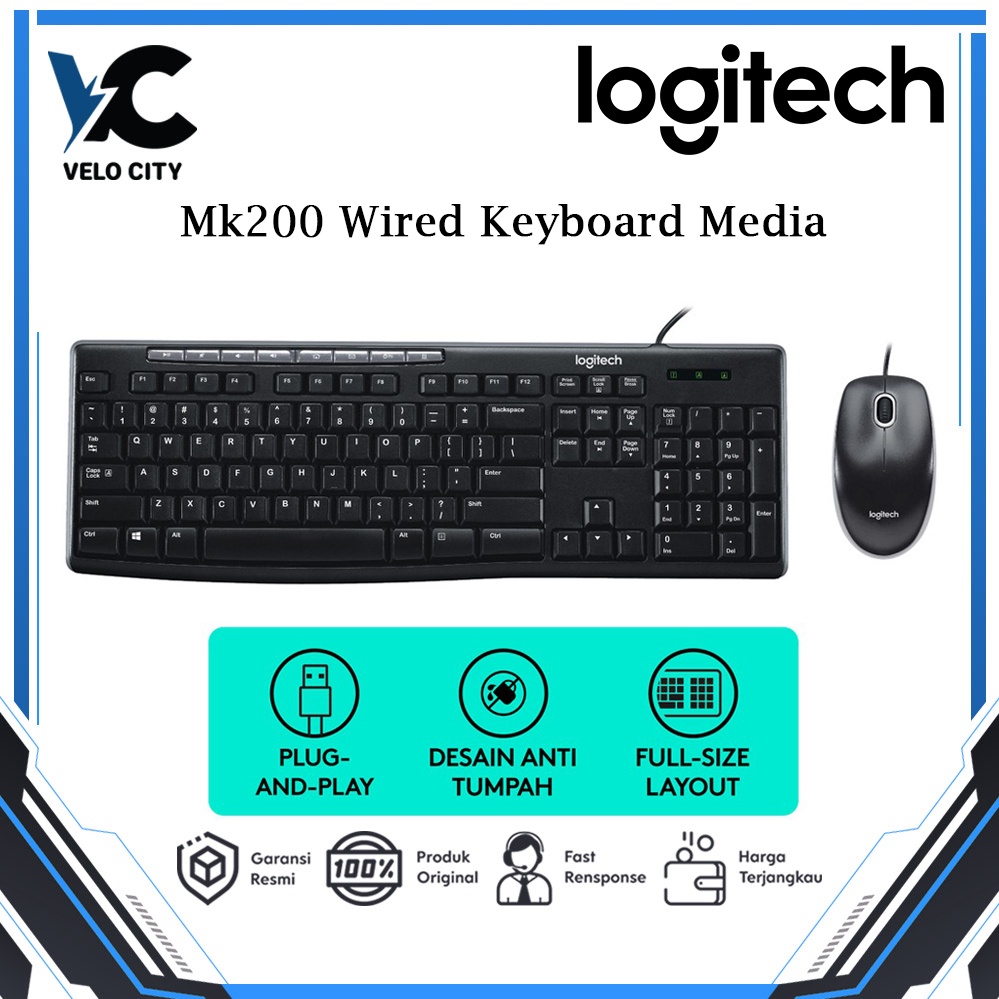 Logitech Media Combo MK200 Original Garansi Resmi 3 Tahun