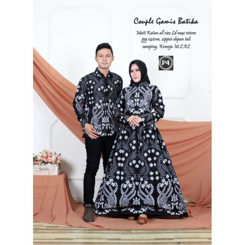 Baju Couple Batik Sarimbit Kemeja Gamis Motif Manuk Putih Kembar Batik Cantik dan Keren Serta Elegan