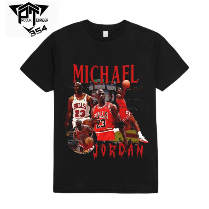 KAOS BAJU MICHAEL JORDAN - TSHIRT OVERSIZE NBA CHICAGO BULLS VINTAGE BOOTLEG - PRIA HITAM WANITA DEW