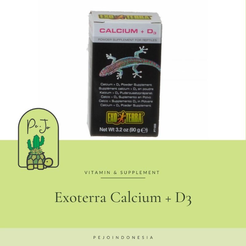 Exoterra Calsium + D3 Kalsium untuk Reptil Kura Kura Bearded Dragon Gecko 90g