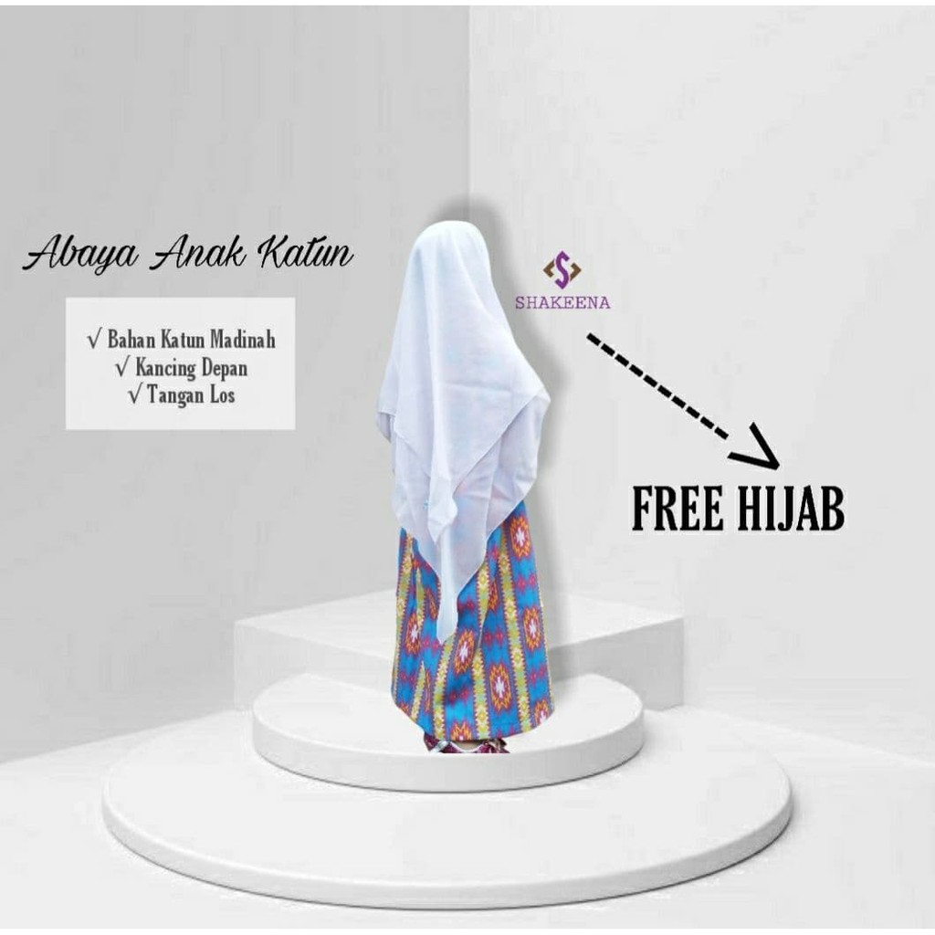 Abaya Anak Katun / Gamis Katun Anak Adem / Gamis Anak Set Jilbab