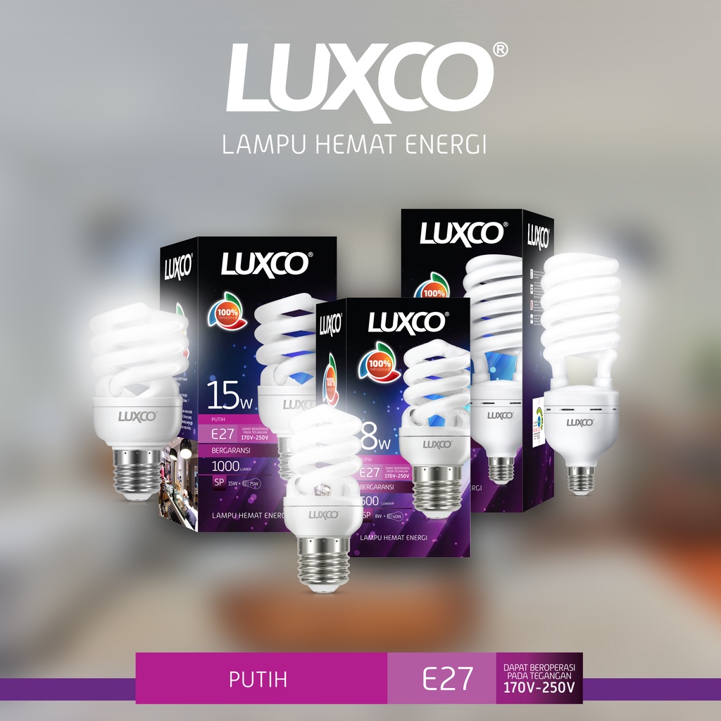 [COD] Lampu Hemat Energi Termurah LHE PLC Spiral 8/15/45Watt Jumbo Super Terang LUXCO FREE ONGKIR