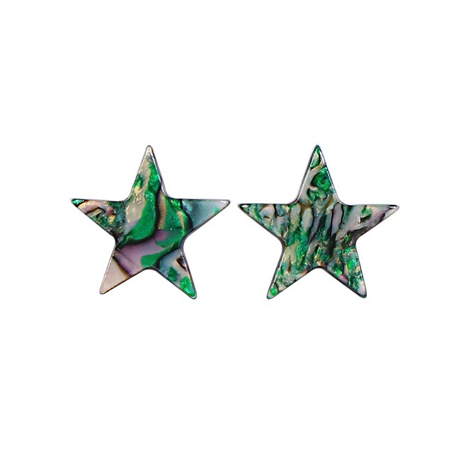 LRC Anting Tusuk Fashion Color Star Acrylic Plate Earrings F83791