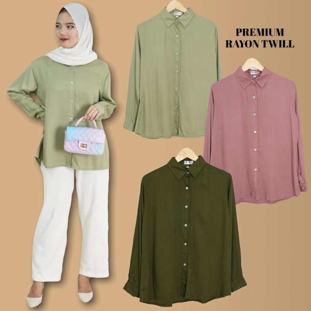 BEFAST - ZFS OOTD Wanita Kemeja WINDA / ZAFA PREMIUM RAYON TWILL BASIC SHIRT / Atasan Kemeja Basic / Kemeja Casual Wanita / Fashion Wanita Kerja / Kemeja Polos Formal / Kem Lengan Panjang / Kem Terlaris / Termurah