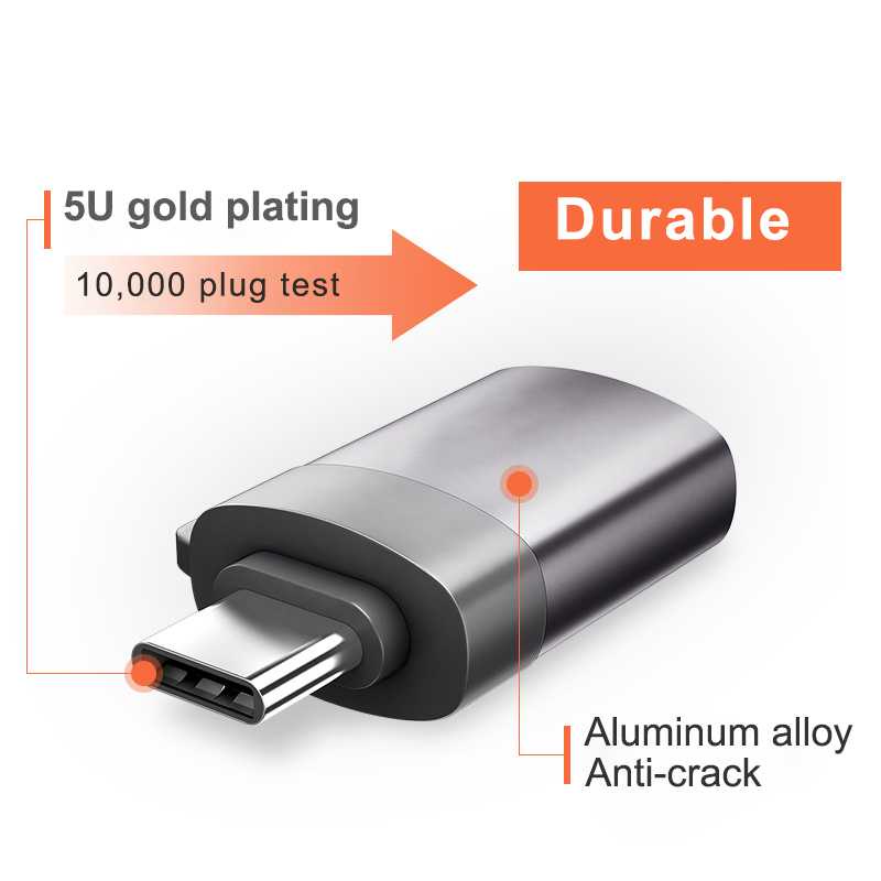 Adaptor OTG Type C Alumunium Alloy Konektor USB Female to Type C Konverter Type C