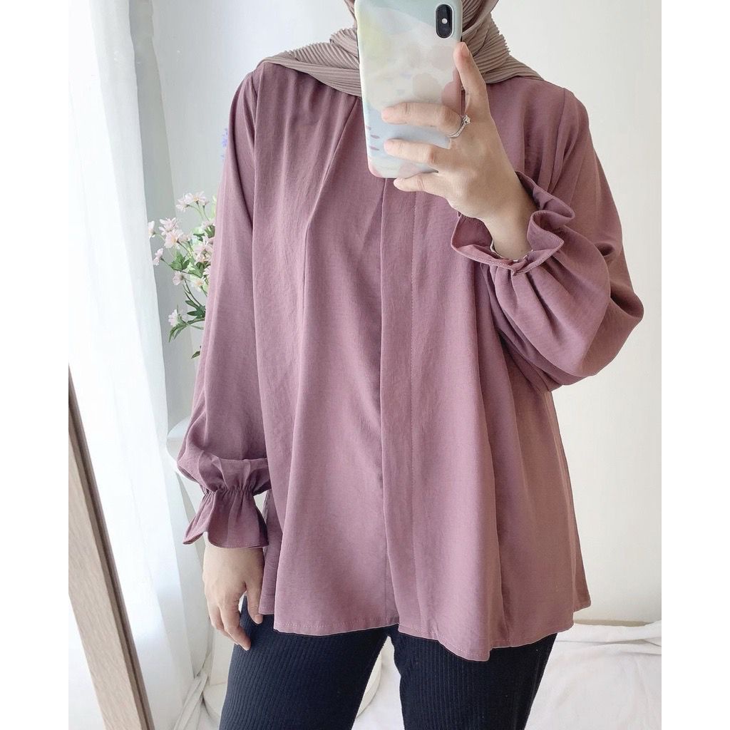 BEFAST - ZFS OOTD Wanita Blouse DESI / CANA CRINKLE CEY BLOUSE / Blouse Kasual / Atasan Blus Lengan Panjang / Blouse Polos Formal / Fashion wanita Hijab / Blouse Keluaran Terbaru 2022 / Blouse Kekiniaan Remaja Wanita / Termurah