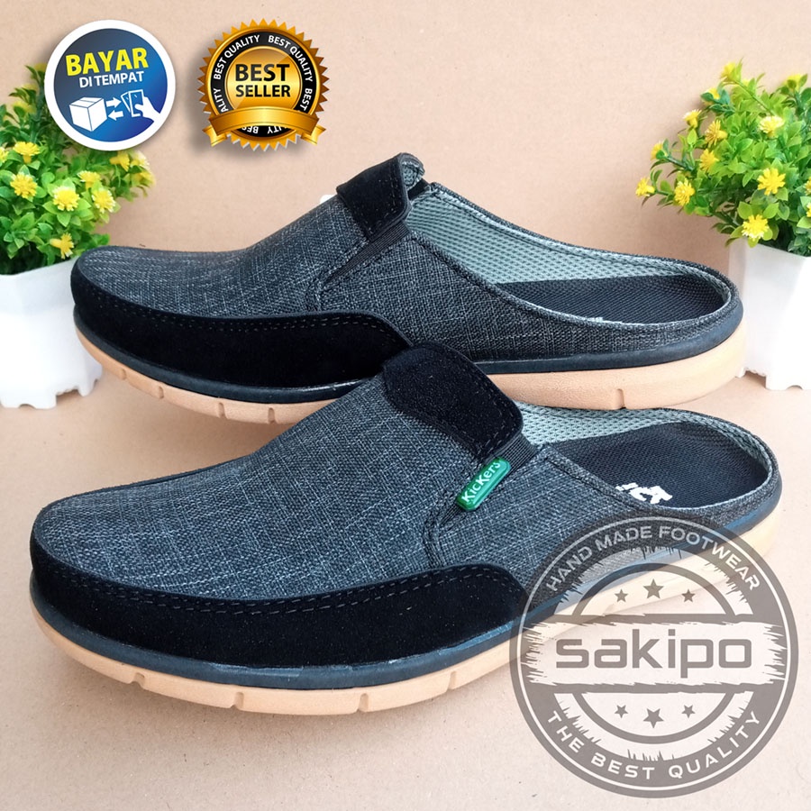 PROMO KEMERDEKAAN !! SLOP KASUAL PRIA DEWASA SLIP ON WARNA HITAM MURAH BERKUWALITAS SOL KARET TRENDI NYAMAN DIPAKAI / SEPATU SANTAI PRIA DEWASA / SEPATU KERJA LAPANGAN SOL KARET / SEPATU KERJA KANTORAN / SAKIPO