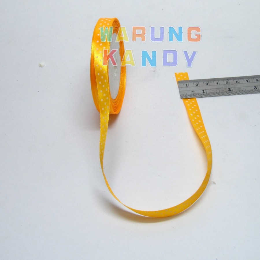 Pita Saten PolkaDot 1/2&quot; Kuning Tua PAK